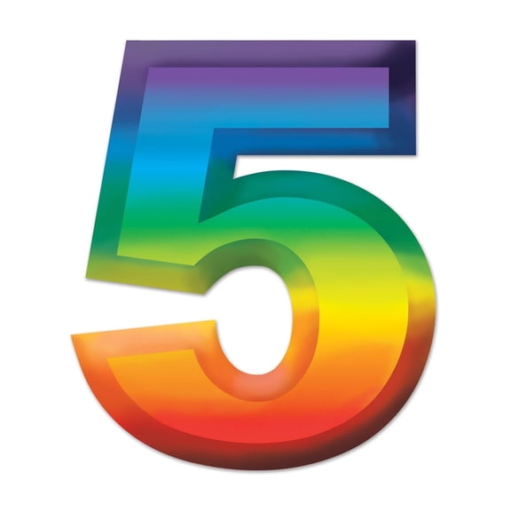 Beistle Multi-Color Plastic 3-D Number ''5'' Party Decoration (Case of 24)