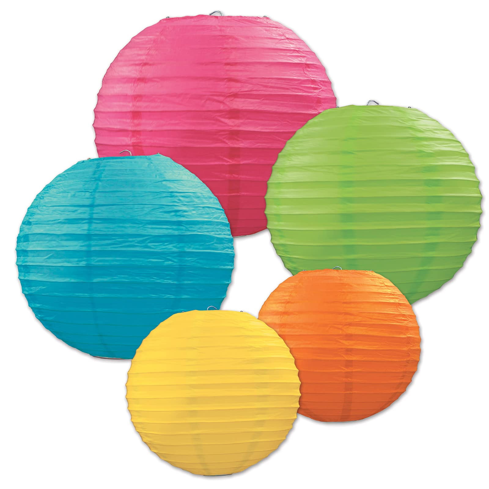 Vibrant Multicolor Paper Lantern Assortment, 5-Pack