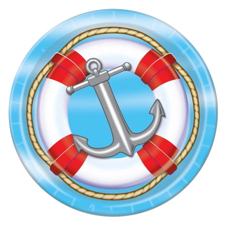 96 Pack Beistle Nautical Theme Party Paper Plates 9 inch