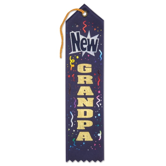 Beistle - New Grandpa Award Ribbon - 2" x 8" - Pack of 6