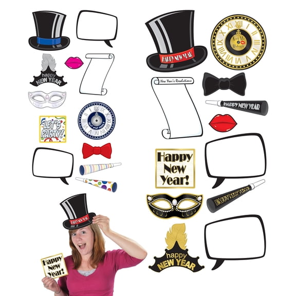 Beistle - New Year Photo Fun Signs - 4"-9" - Pack of 12