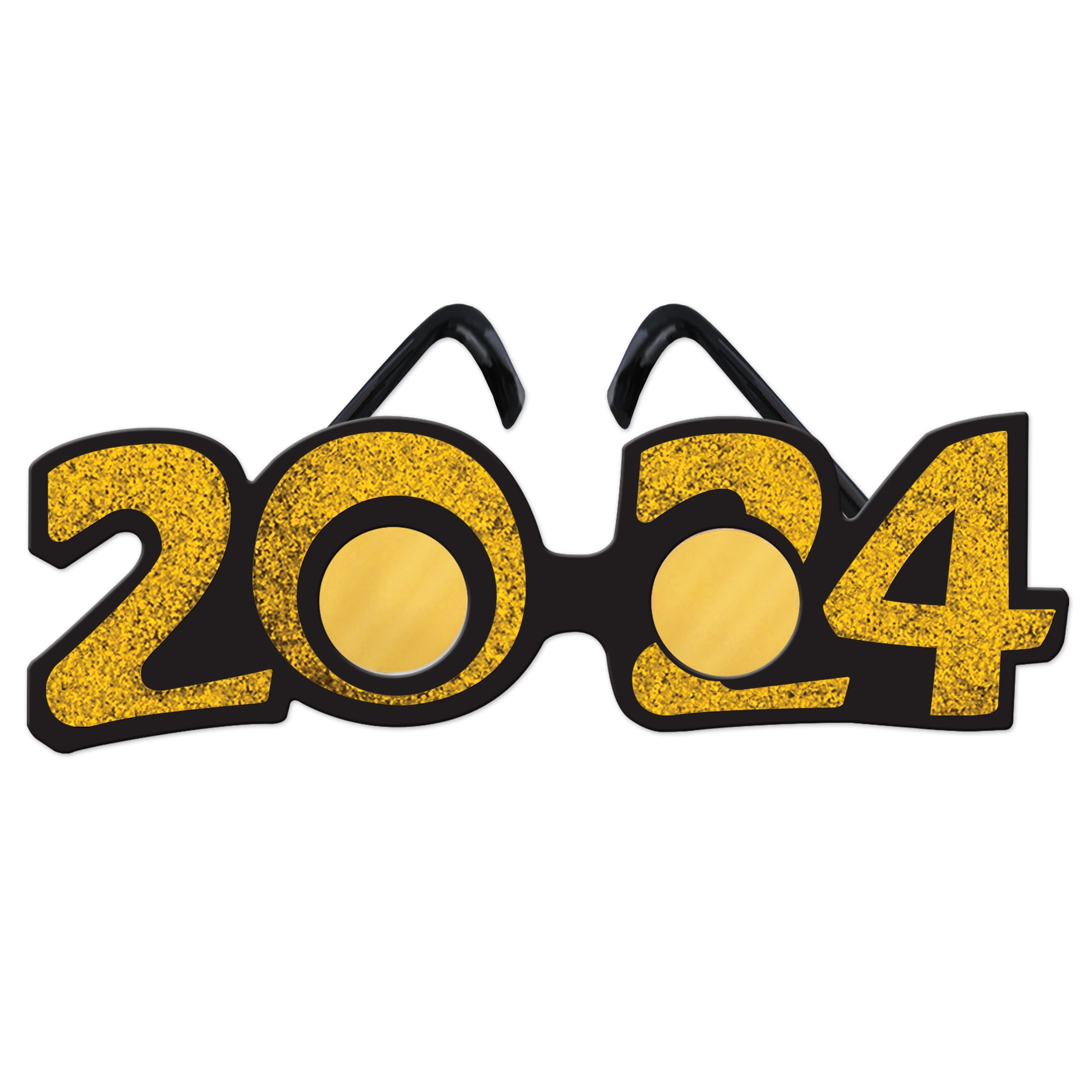 Beistle New Year's Eve Black and Gold 2024 Plastic Glasses Party Favor