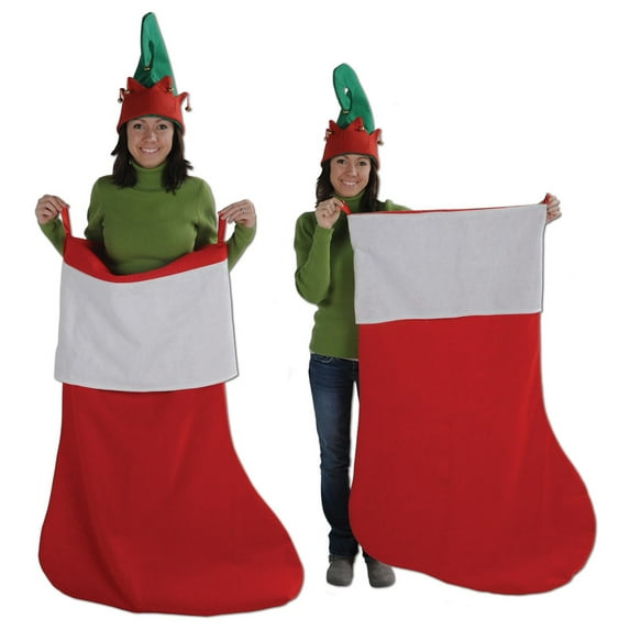 Beistle Commercial Double-Hooped Jumbo Christmas Stocking - 4' - Red and White
