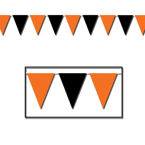 12 Pack Beistle Halloween Orange/Black Pennant Banner