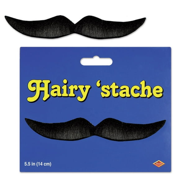 Beistle Pack of 12 Black Hairy Mustache Costume Accessories 5.5"