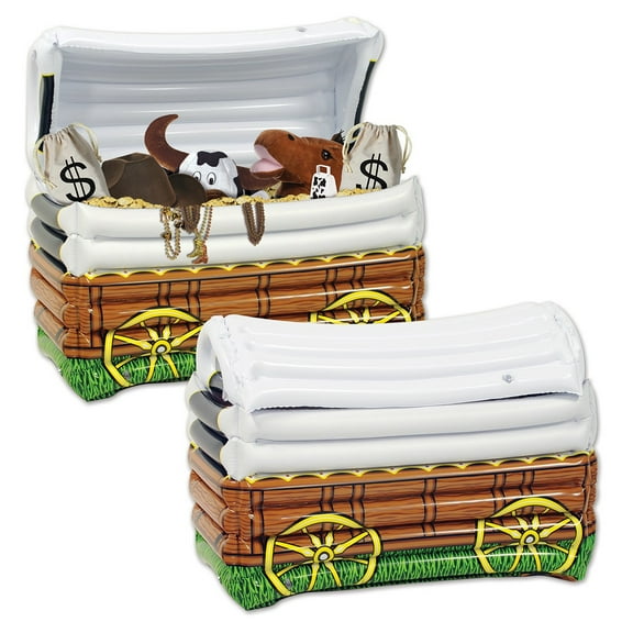Beistle Pack of 12 Inflatable Brown Western Chuck Wagon Party Drink Cooler 24"