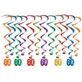 thumbnail image 1 of Beistle Pack of 12 Multi Assorted Colors “60” Birthday Whirls - 32”, 1 of 1