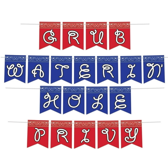 Beistle Pack of 12 Red and Blue Western Streamer Set Banners