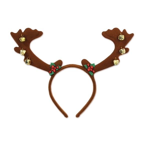 Beistle Pack of 12 Reindeer Antler with Bells Christmas Bopper Headbands Costume Accessories