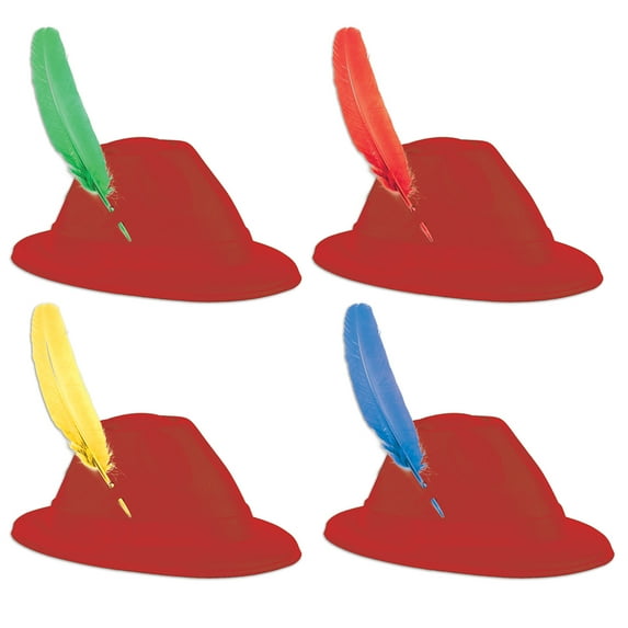 Beistle Pack of 24 Red and Blue Velour Alpine Hats - 10.5"