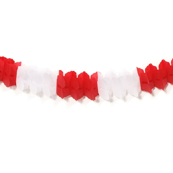 Beistle Pack of 24 Red and White Tissue Leaf Garland Decorations 4.5" x 12'