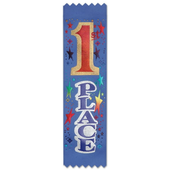 Pack of 30 Royal Blue "1st Place School" and Sports Award Ribbons 6.25"