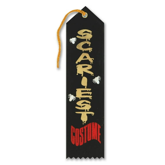 Beistle Pack of 6 Black and Red "Scariest Costume" Halloween Party Award Ribbon Bookmarks 8"