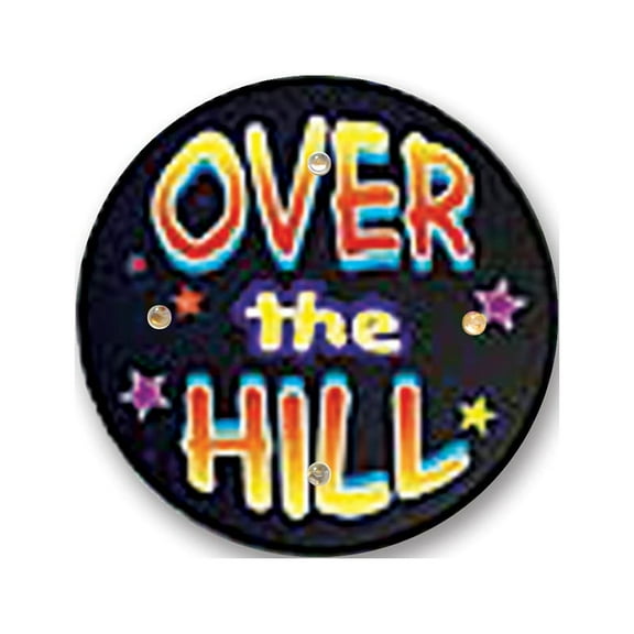 Beistle Pack of 6 Black and Yellow "Over the Hill" Flashing Birthday Party Celebration Buttons 2.5"