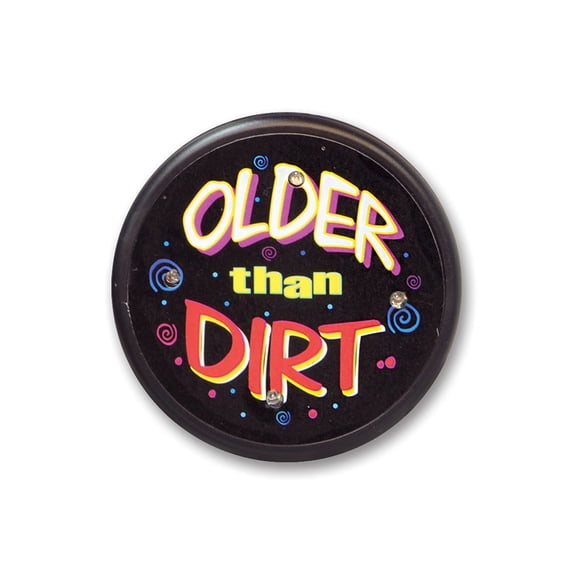 Beistle Pack of 6 Black and red "Older than Dirt" Flashing Birthday Celebration Buttons 2.5"