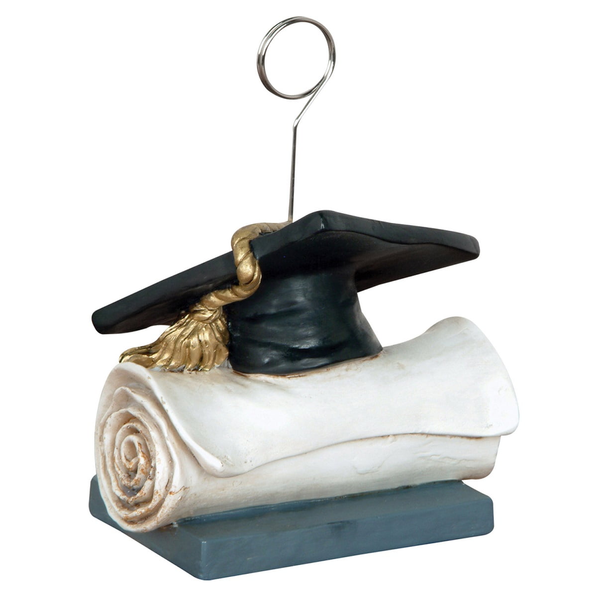 Pack of 6 Black and white Graduation Cap Photo or Balloon Holder Decorative Party Centerpieces 6 oz.