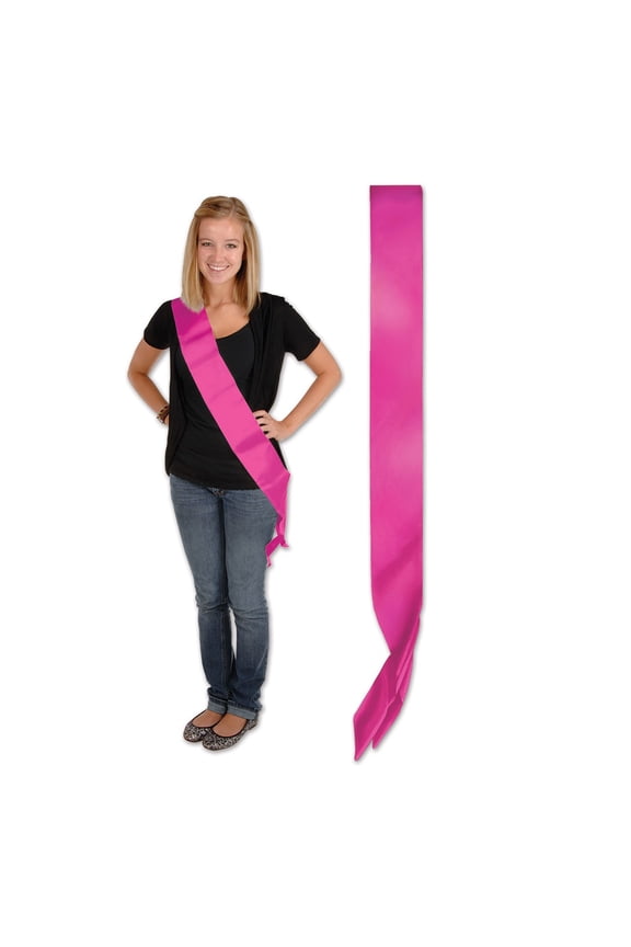 Pack of 6 Blank Customizable Cerise Satin Sashes 33"