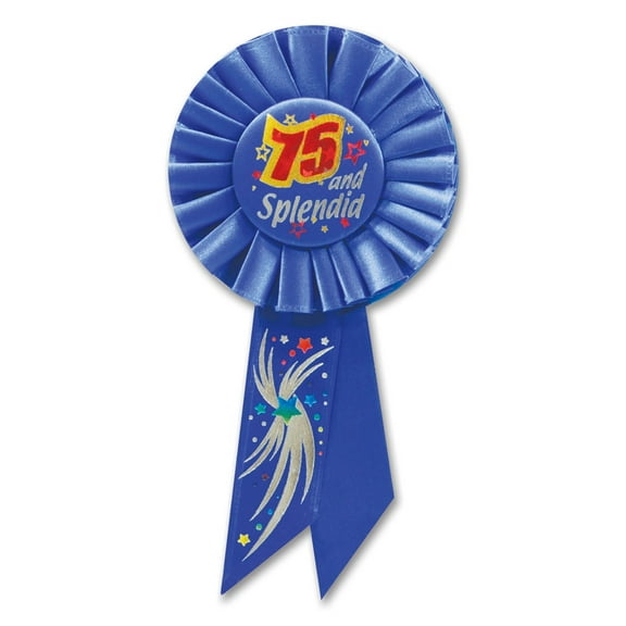 Pack of 6 Blue "75 and Splendid" Birthday Party Celebration Rosette Ribbons 6.5"