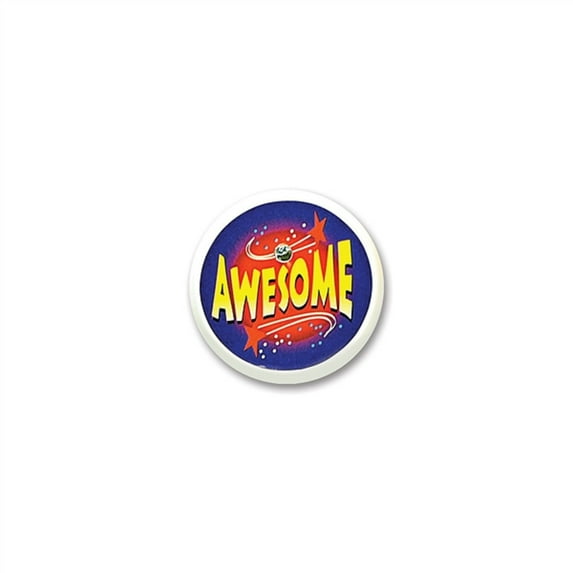 Beistle Pack of 6 Blue, Red and Orange "Awesome" Decorative Blinking Buttons 2"