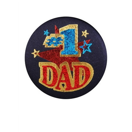 Beistle Pack of 6 Dark Blue "#1 Dad" Decorative Satin Buttons 2"