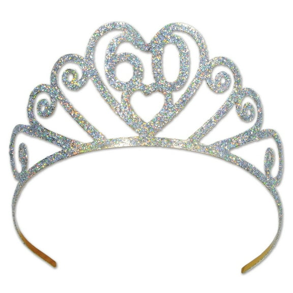 Beistle Pack of 6 Glittered Silver "60" Costume Tiara - Adult One Size