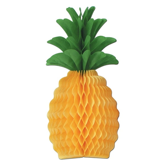 Beistle Pack of 6 Gold and Green Tissue Honeycomb Pineapple Party Table Centerpiece 20"
