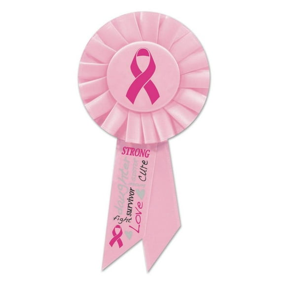 Beistle Pack of 6 Light Pink Breast Cancer Awareness Rosette Ribbons 6.5"