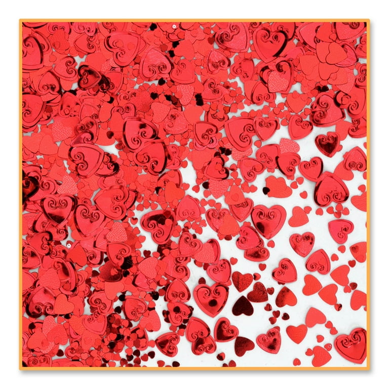 Party Central Pack of 6 Metallic Red Heart Valentine's Day Celebration Confetti Bags 0.5 oz.