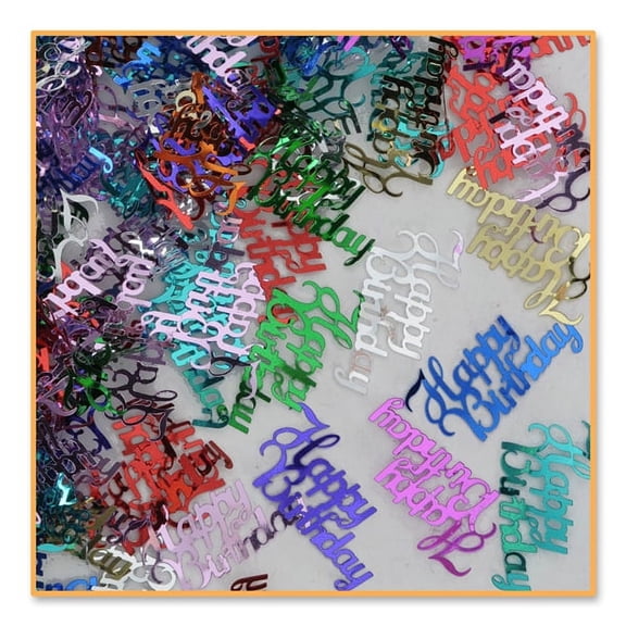 Beistle Pack of 6 Multicolor Fancy Happy Birthday Confetti Bags 0.5 Oz