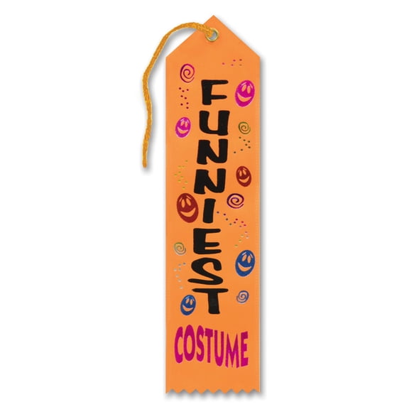 Beistle Pack of 6 Orange and Black "Funniest Costume" Halloween Party Award Ribbon Bookmarks 8"