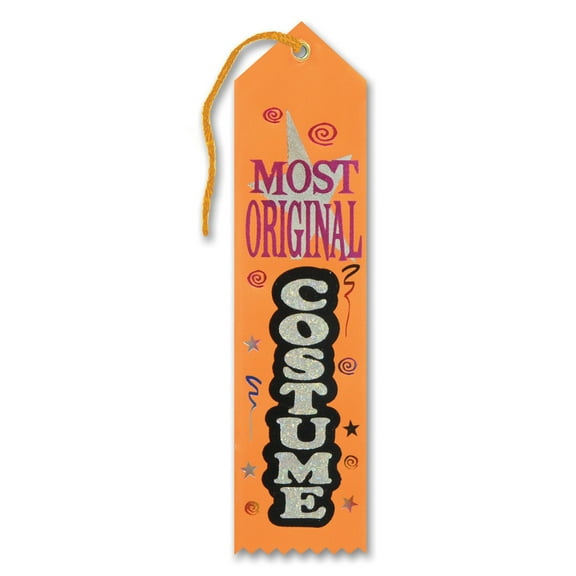 Beistle Pack of 6 Orange and Black "Most Original Costume" Halloween Party Award Ribbon Bookmarks 8"