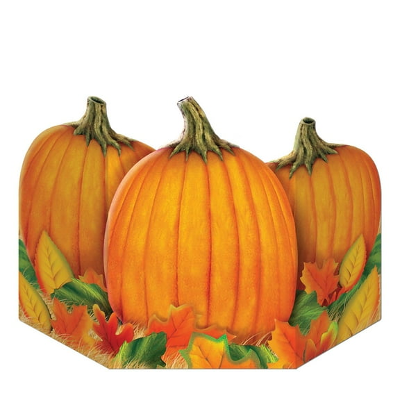 Pack of 6 Orange and Green Fall Harvest Pumpkin Stand-Up Thanksgiving Decoration Photo Props 36"