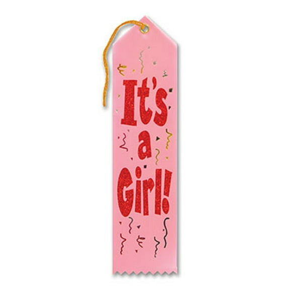 Pack of 6 Pink "It's A Girl Award" School Award Ribbon Bookmarks 8"