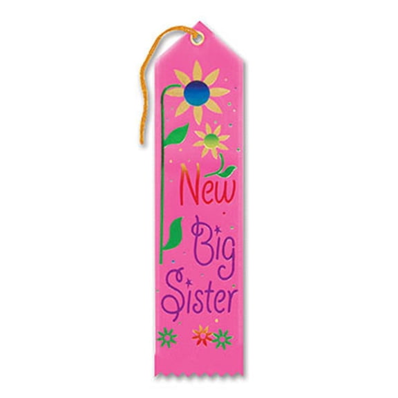 Pack of 6 Pink "New Big Sister Award" School Award Ribbon Bookmarks 8"