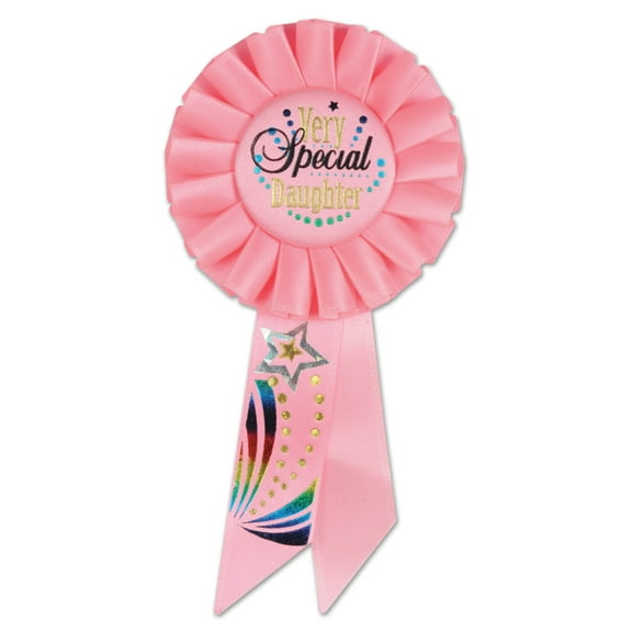 Pack of 6 Pink "Very Special Daughter" Birthday Celebration Party Rosette Ribbons 6.5"