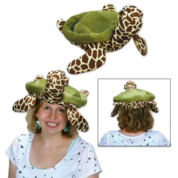 Beistle Pack of 6 Plush Sea Turtle Adult Women's Hat Costume Accessories - One Size