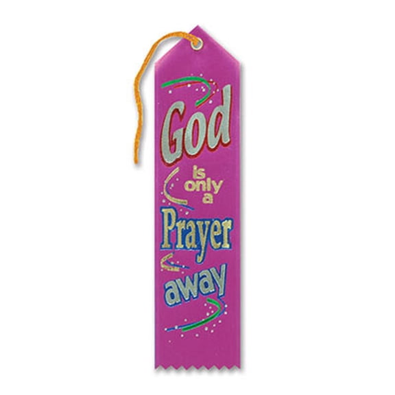 Beistle Pack of 6 Purple "God Is Only A Prayer Away Award" Decorative Award Ribbon Bookmarks 8"