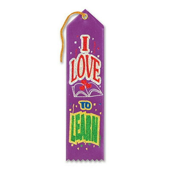 Pack of 6 Purple "I Love To Learn Award" School Award Ribbon Bookmarks 8"