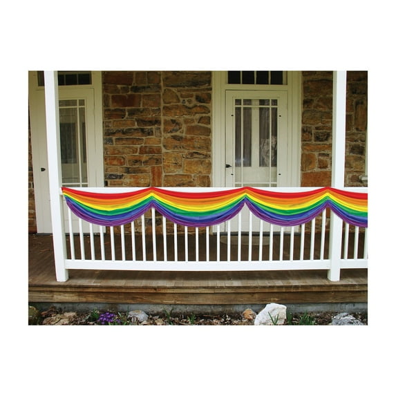 Beistle Pack of 6 Rainbow Colored Carnival Themed Fabric Bunting Hanging Decorations 70"
