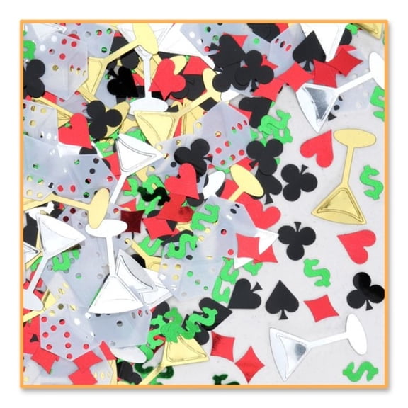 Beistle Pack of 6 Red, Black and Gold Casino Night Confetti Bags 0.5 oz.