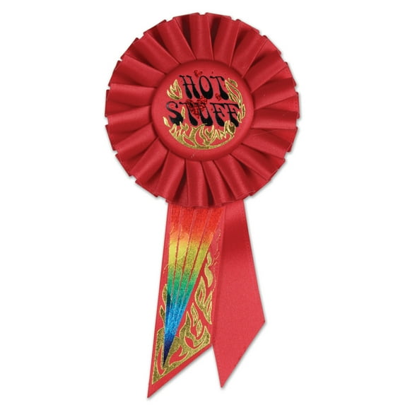 Pack of 6 Red "Hot Stuff" Valentine's Day Love Party Rosette Ribbons 6.5"