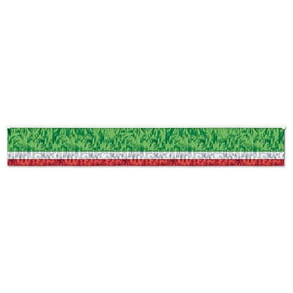 Beistle Pack of 6 Red, White and Green Flame Retardant Metallic Fringe Drape Hanging Party