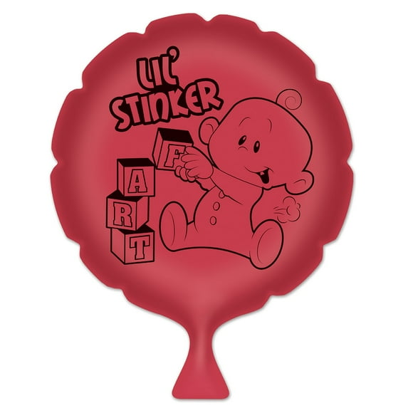 Beistle Pack of 6 Red and Black "Lil' Stinker" Whoopee Cushion Baby Shower Party Favors 8"