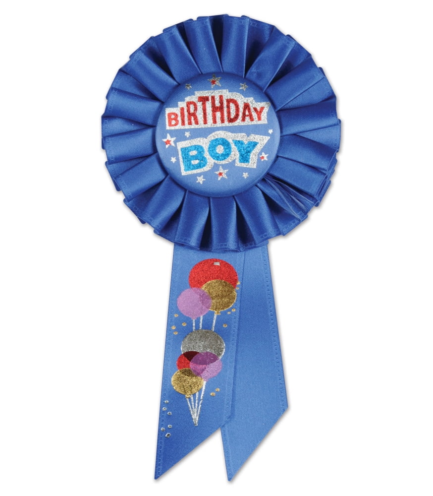 Pack of 6 Royal Blue Birthday Boy Party Celebration Rosette Ribbons 6.5"