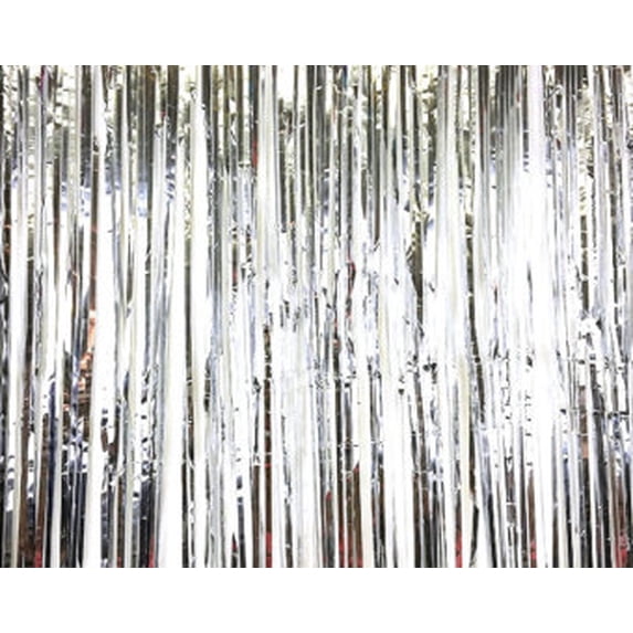 Pack of 6 Silver Metallic 2-Ply Hanging Fringe Drape Streamer Party Decorations 10'