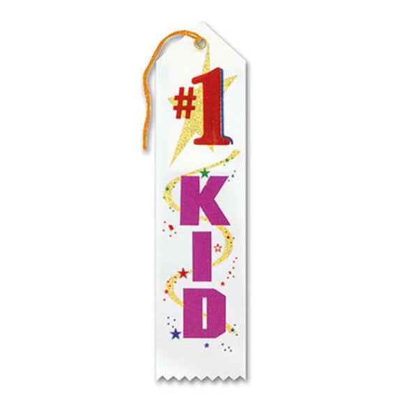 Pack of 6 White "#1 Kid" School Award Ribbon Bookmarks 8"