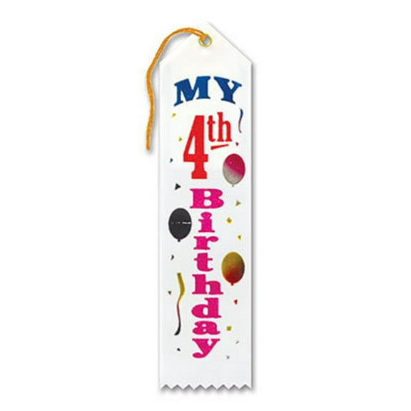 Pack of 6 White "My 4th Birthday Award" School Award Ribbon Bookmarks 8"