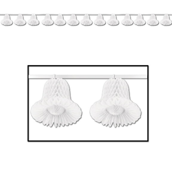 Pack of 6 White Tissue Bell Streamer Decorations 24'
