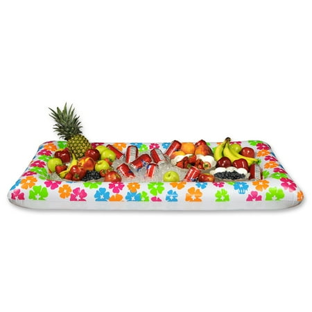 Pack of 6 White and Orange Inflatable Tropical Luau Themed Buffet Coolers 53.75"