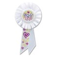 thumbnail image 1 of Beistle Pack of 6 White and Purple "Bride to Be" Wedding Shower Celebration Rosette Ribbons 6.5", 1 of 2